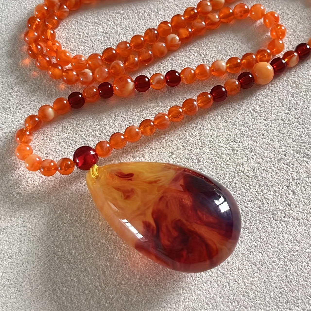Retro Teardrop Beeswax Pendant Necklace, Stylish Gift for Couples
